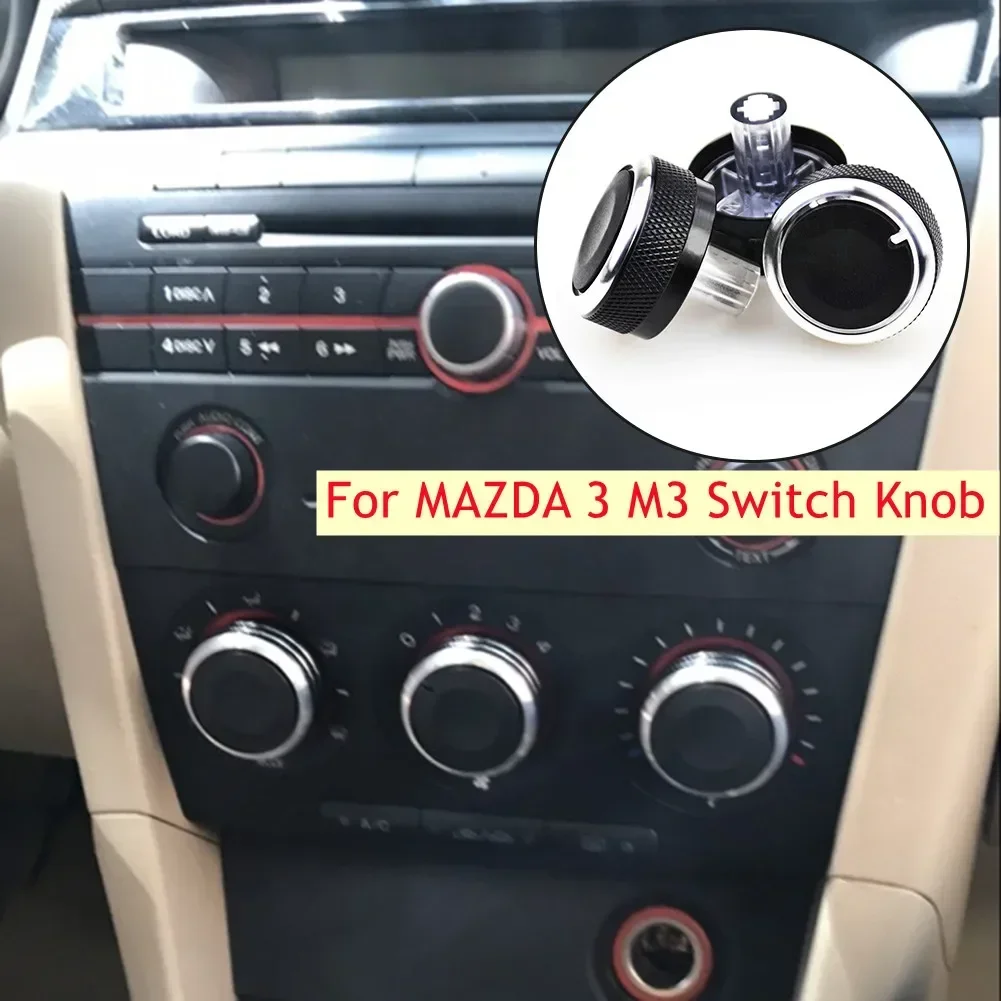 3pcs Car Switch Knob Heater Climate Control Button A/C Cover For MAZDA 3 Console AC Control Switch Knob Cover Accessories