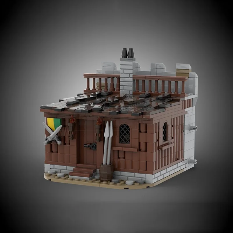 

MOC medieval scene building knight castle barracks fortress barracks DIY creative assembly building blocks toys children's gift