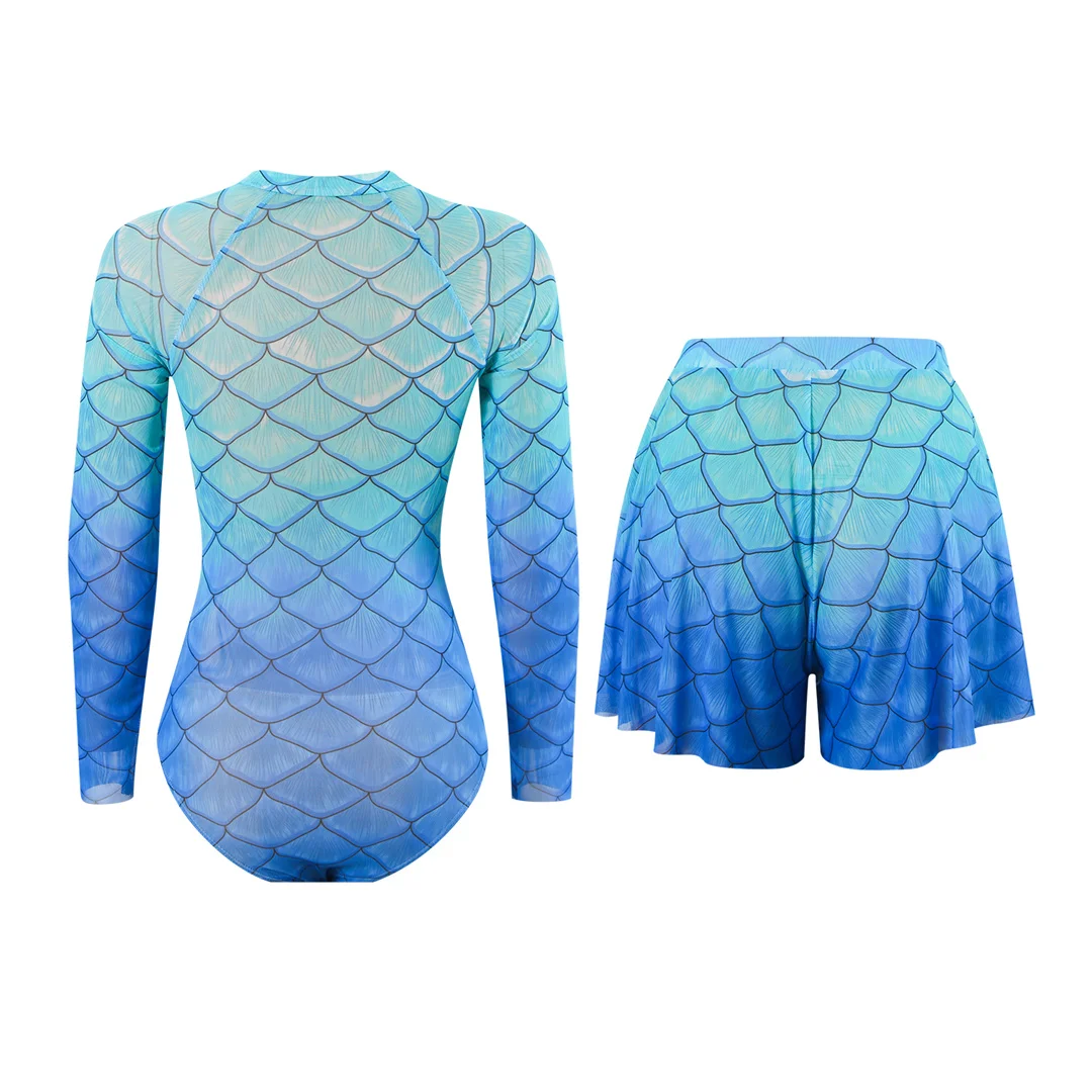 S - XXL Neu mit Hose, langärmelig, mit Reißverschluss, bedruckt, einteiliger Badeanzug, Damen-Badebekleidung, gepolsterter Badeanzug, Badeanzug, Schwimmanzug V7337 – Detail 25
