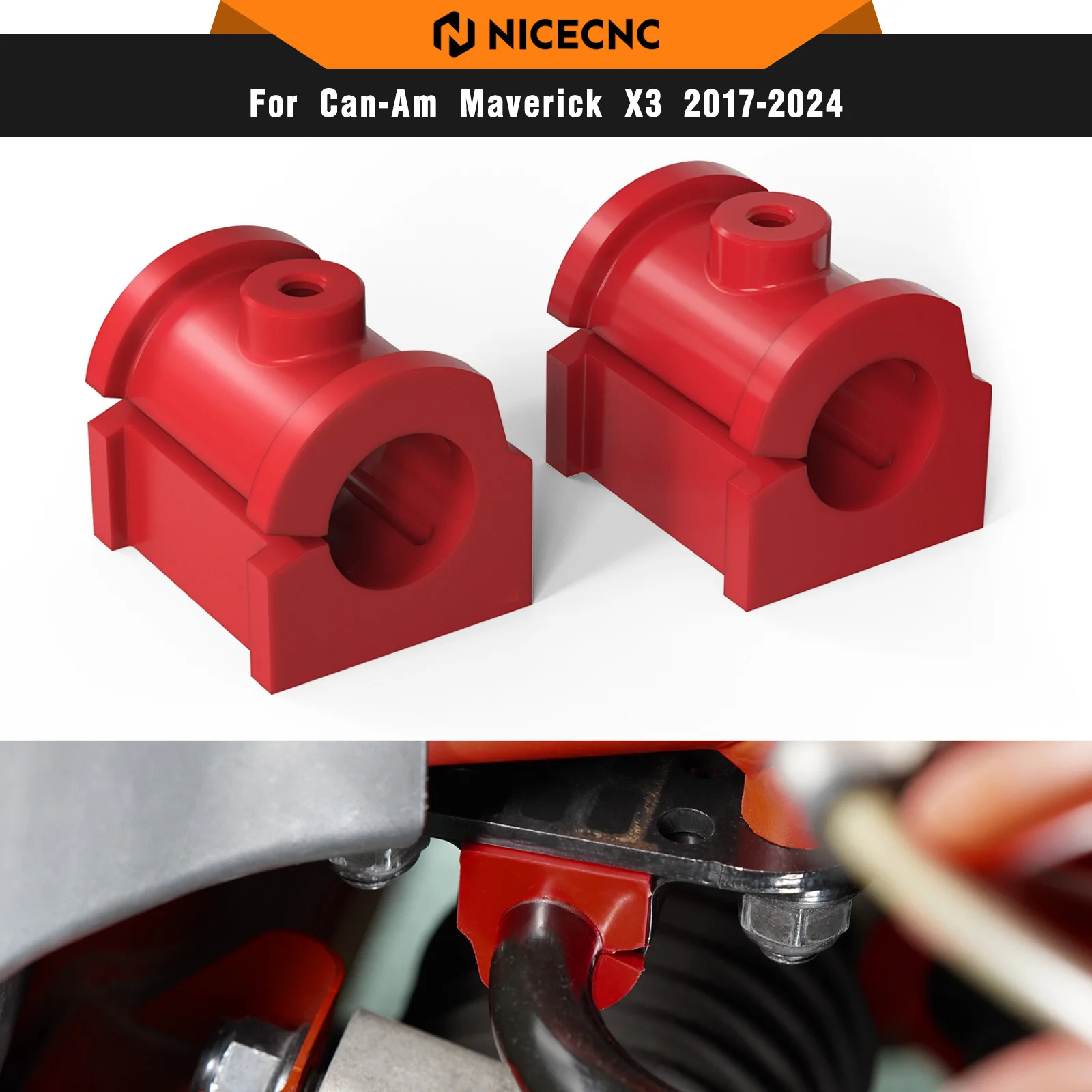 NICECNC for Can-Am Maverick X3 2017–2024 UTV Front Rear Sway Bar Bushings for Can Am X3 R RR Turbo Max Turbo Anti-Roll Bar Kit