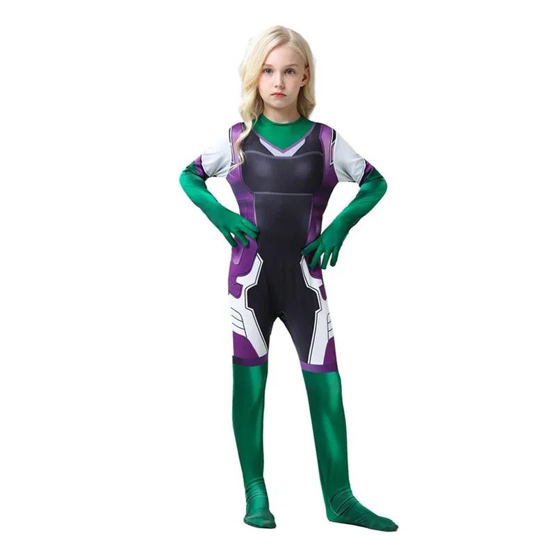 

She-Hulk Cosplay Anime Jumpsuits Girl Figure Halloween Costume for Kid Catsuit Zentai Fantasy Superhero Disguise Dress Festival