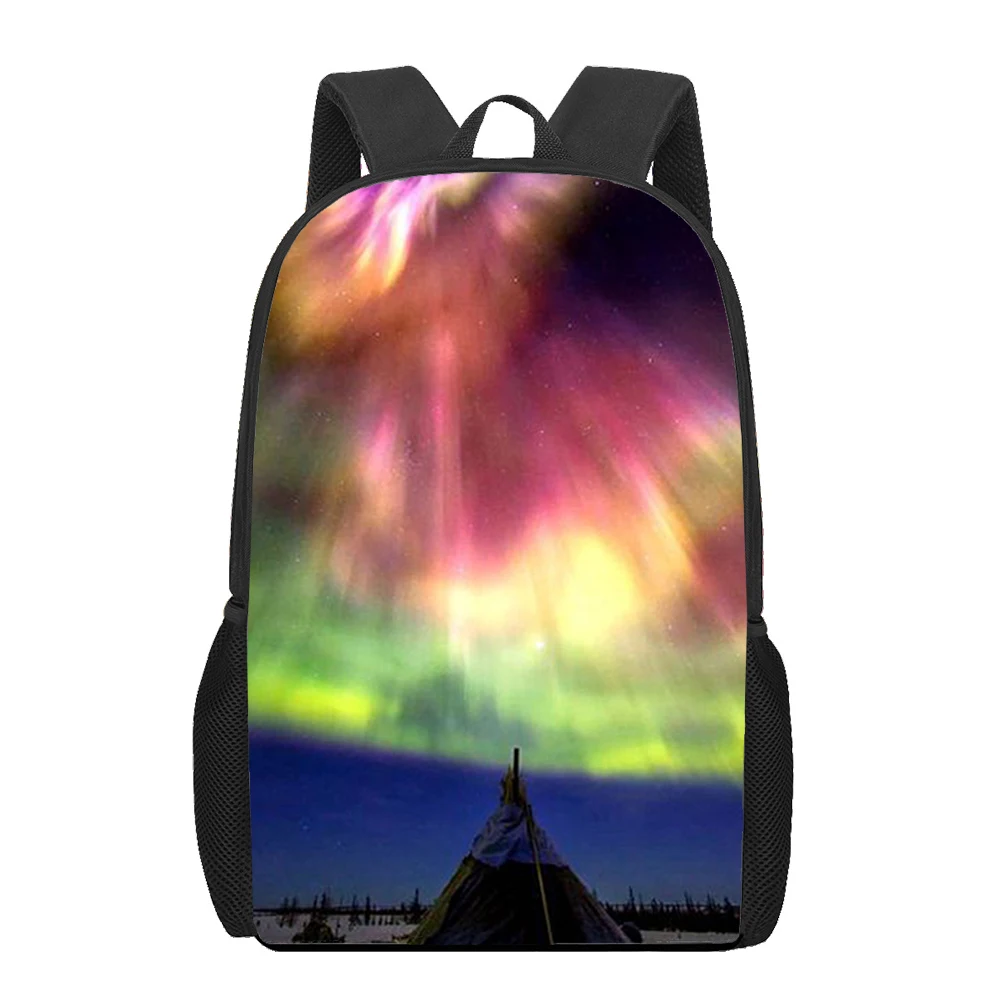 Sac à Dos de Grande Capacité avec Ciel Aurore boréale pour Enfant, Cartable de Livre 3D de 16 Pouces pour Garçon Adolescent, Maternelle