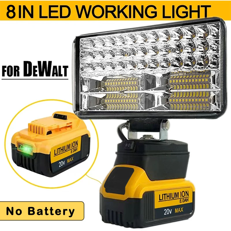 3/4/5/8 Cal Led Light przenośne reflektory bezprzewodowa praca na zewnątrz wędkarstwo ręczne narzędzie awaryjne Light Fit Dewalt 18V bateria