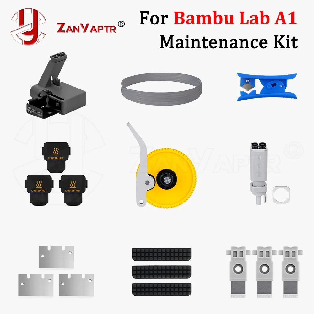 For Bambu Lab A1/A1 Mini Printer Parts Maintenance Kit with Filament Cutter PTFE Tube Scraper Purge Wiper Filament Sensor Base