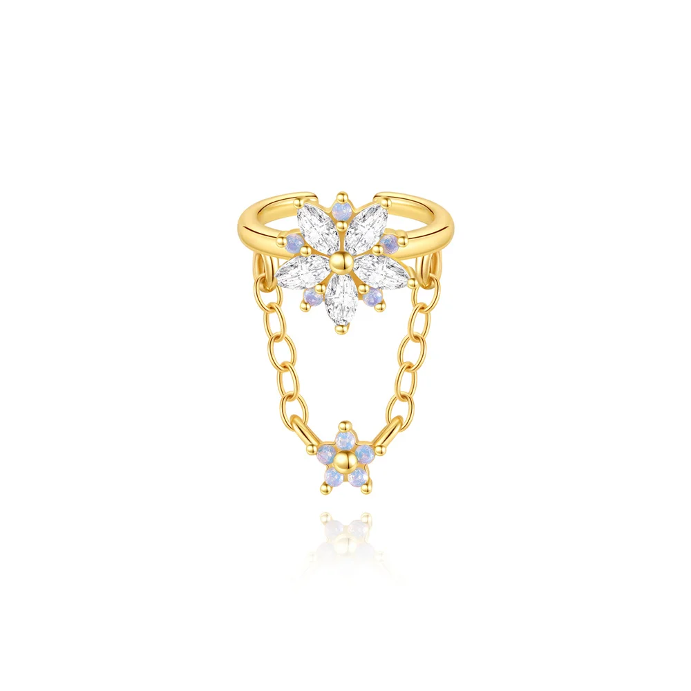 925 Sterling Silver Adjustable Octagonal Star Ear Clip