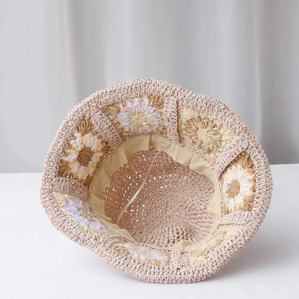 NEUE Frauen Sonnenhut SPITZE BLUME Breite Große Krempe Strand Hüte Frauen Sommer Stroh Hut Faltbare Chapeau Femme Strand UV Schutz Kappe – Detail 7