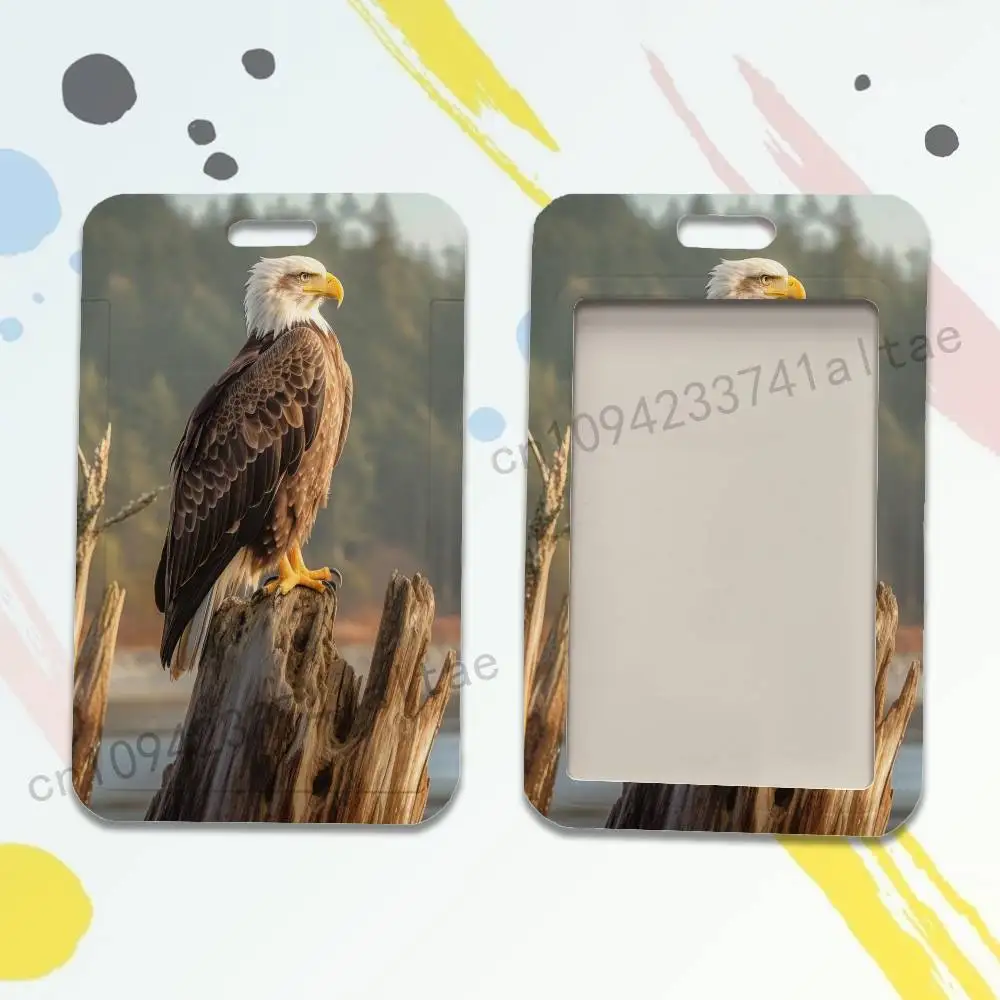 Ferocious Eagle Card Holder Durable With Carabiner Name Tag Vertical ID Badge Holders Credentials Protection