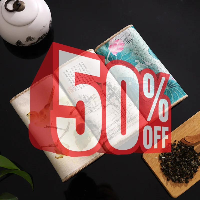 30*16cm Chinese Professional Rag Painted Thick Tea Towel Super Absorbent High-end Tea Cleaning Set Cup Mat Accessories