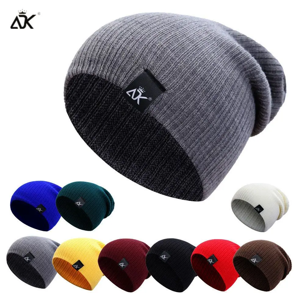 12 Colors Solid Cute Woman/Men Female Beanie Caps Warmer Bonnet Knitted Beanies Winter Autumn Hats