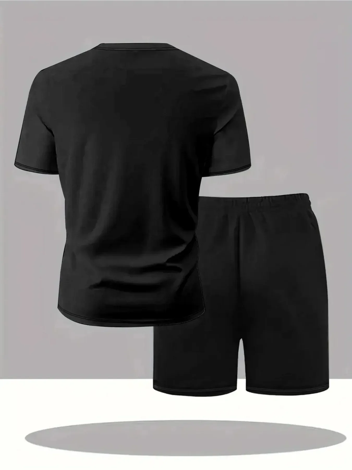 Shark Men'S Short-Sleeved And Shorts Set for Beach Vacations, with Trendy Print, Quick-Drying Swimwear in a Two-Piece Design
