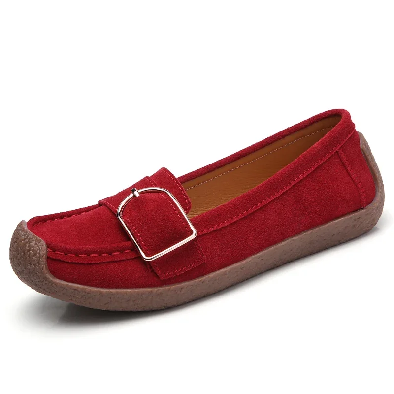 

New Large-sized Leather Shoes Women’s 100% Genuine Leather Lightweight Walking Sports Shoes Loafers Women's Casual Sneakers