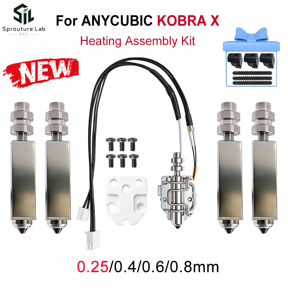 Upgrade für Kobra X Anycubic Düse, Hotend-Heizeinheit, Schnell Abnehmbarer Extruder, Gehärteter Stahl Druckkopf Hot End