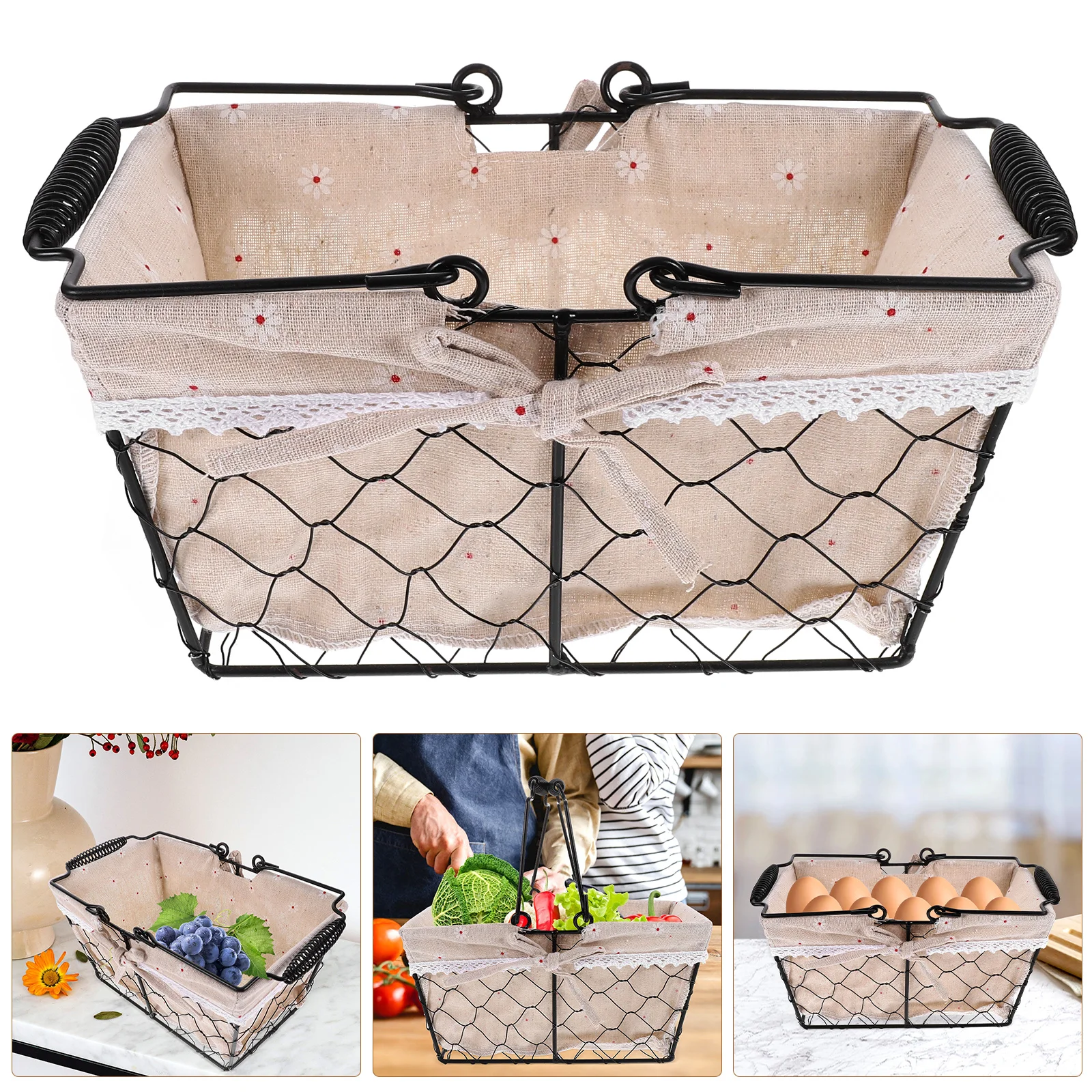 

Egg Storage Basket Premium Iron Snack Holder Multi-Purpose Breathable Kitchen Organizer for Home Daily Use Iron Egg Basket