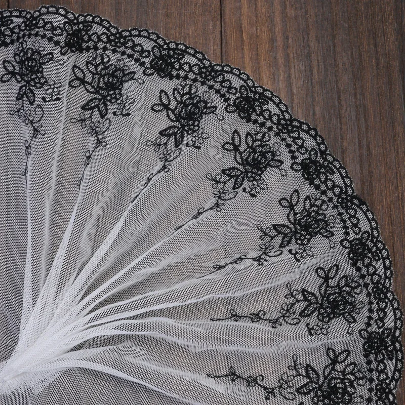 

30Yards Rose Floral Embroidery Venise Lace Fabric Trim Applique Sewing Craft White Black For Dolls Women Dress 2022