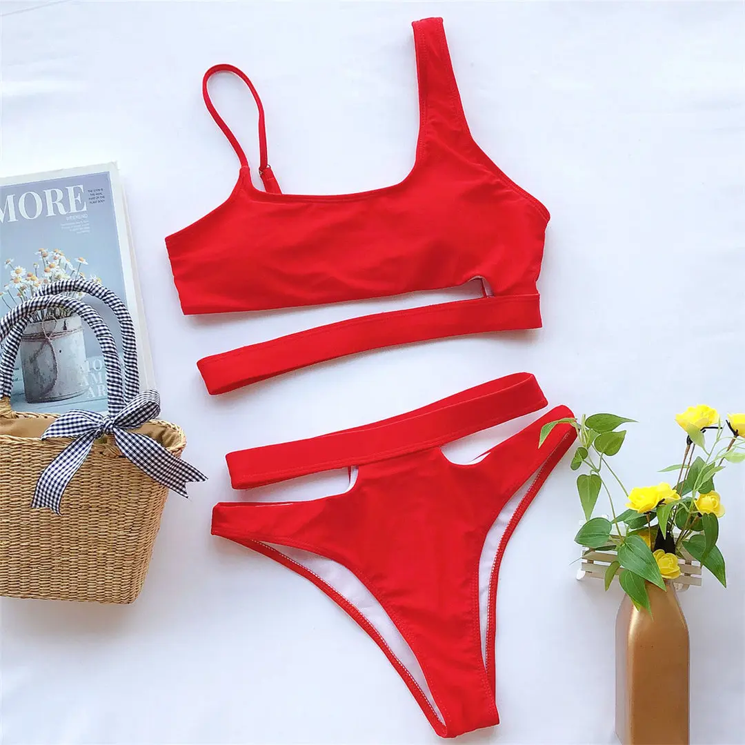 Neuer asymmetrischer High-Waist-Bikini 2026 Damen-Badeanzug zweiteiliger Bikini-Set Badebekleidung Badeanzug für Damen V2200 – Detail 8