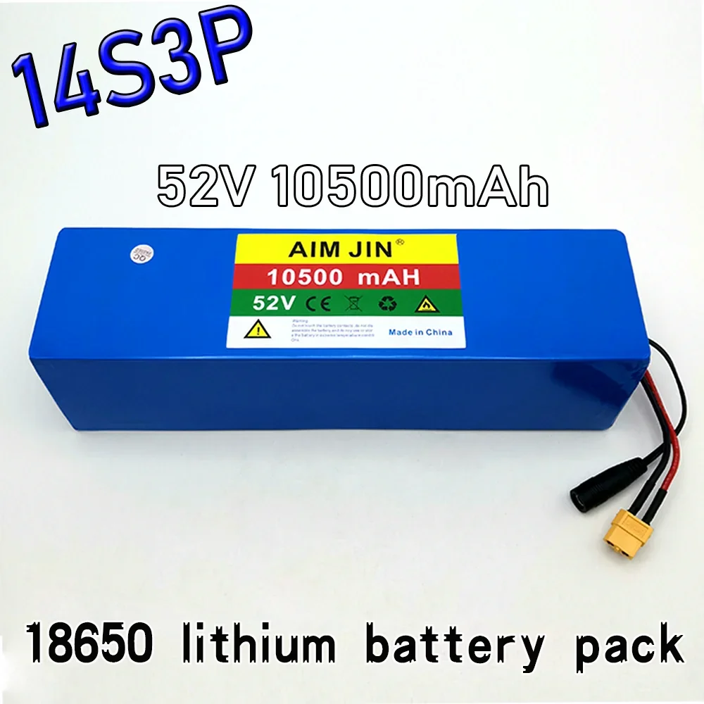 

52V 14S3P 18650 Power Battery Rechargeable Lithium Battery Pack Actual Capacity 10500mAh 1000W for Electric Bicycles and Scooter