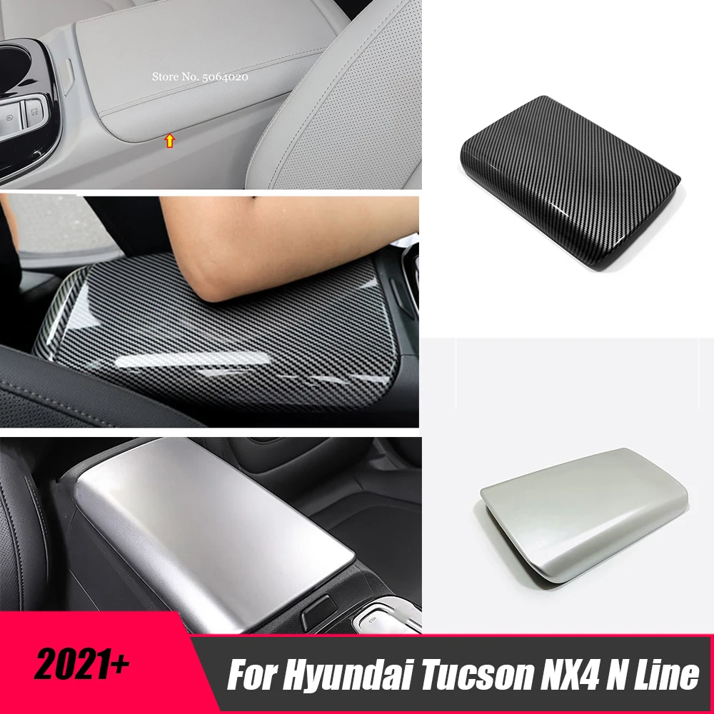 

For Hyundai Tucson NX4 N Line 2021-2023 ABS Carbon/matte Car Armrest Storage box Grid Cover Trim Sticker Car Internal Accessorie