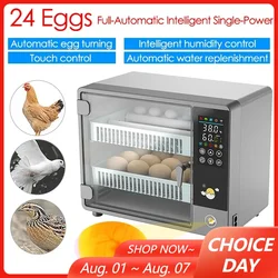 24 Eggs Incubator Fully Automatic Turning Hatching Brooder Farm Bird Quail Chicken Poultry Farm Hatcher Turner Incubation Tool
