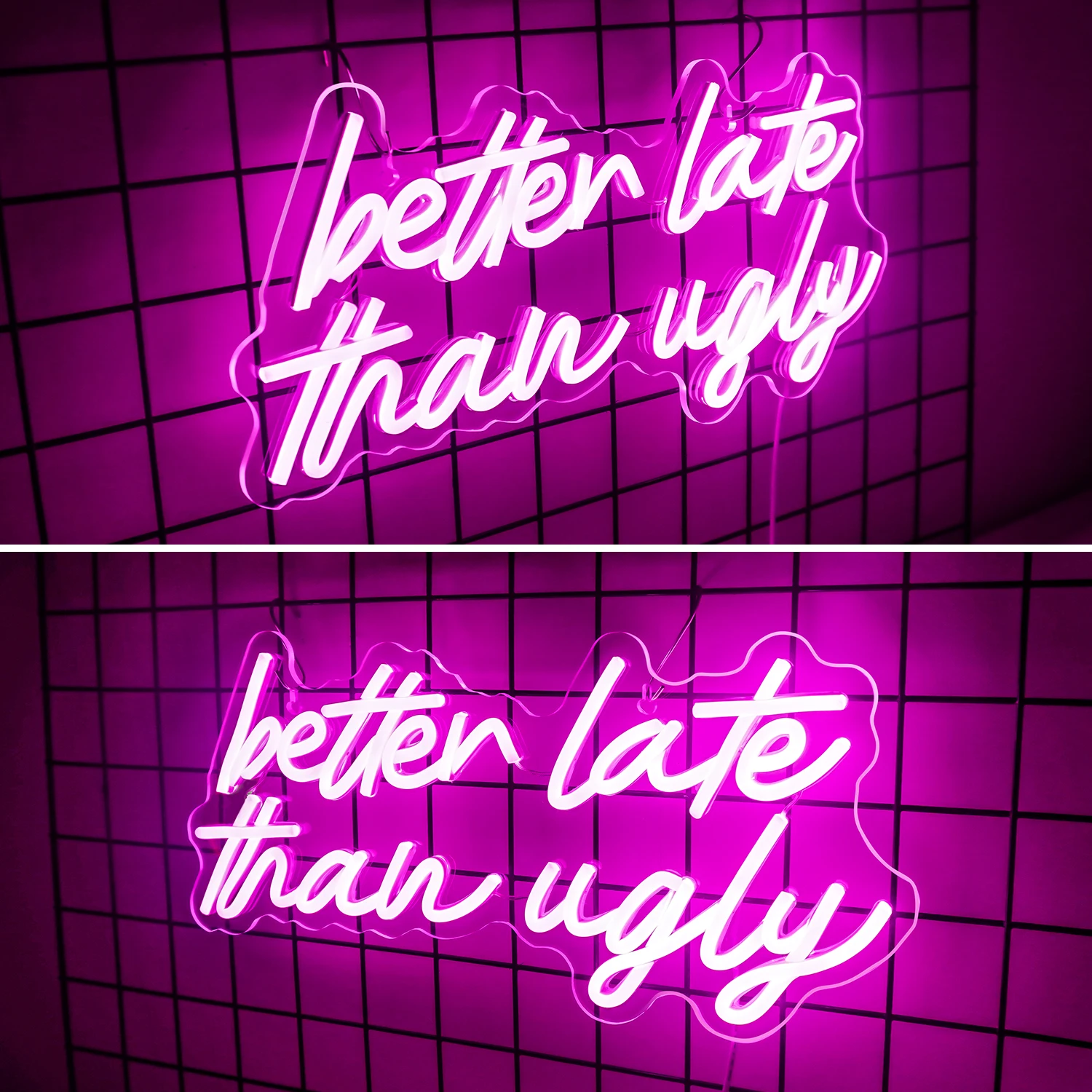 Better Late Than Ugly Led Neon Sign Pink Letter Lights Make Up Room Decoration For Beauty Salon Bedroom Bar Club Party USB Lamp