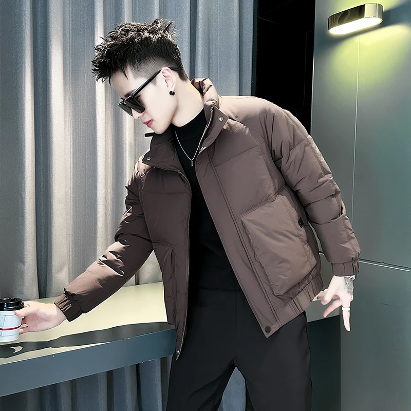 

Thiened Men's Cotton Jaet Small Size 55 Bread Sle Coat Youth Casual Faion Winter Clothes for ort Men XS Size