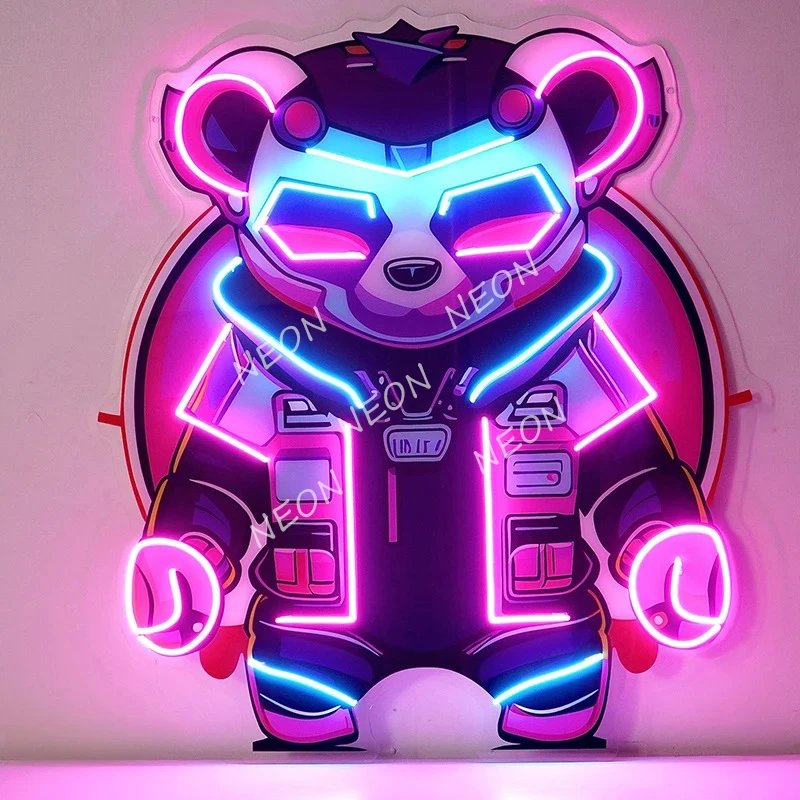 Panda LED Neon Sign Light Living Room Home Wall Neon Artwork Acrylic Signs Handmade Customized Bar Club Decor Night Lights