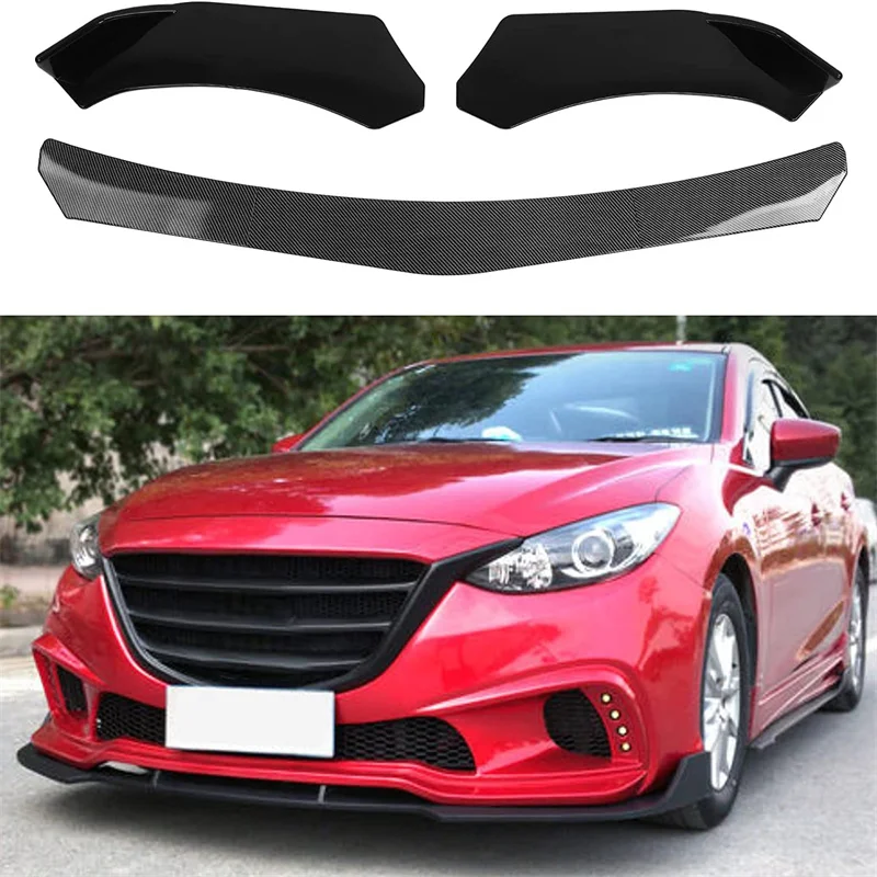 

Universal Car Front Bumper Lip Body Kit Spoiler Splitter Diffuser 5PCS Red White Carbon Fiber Canard Splitter ABS Plastic
