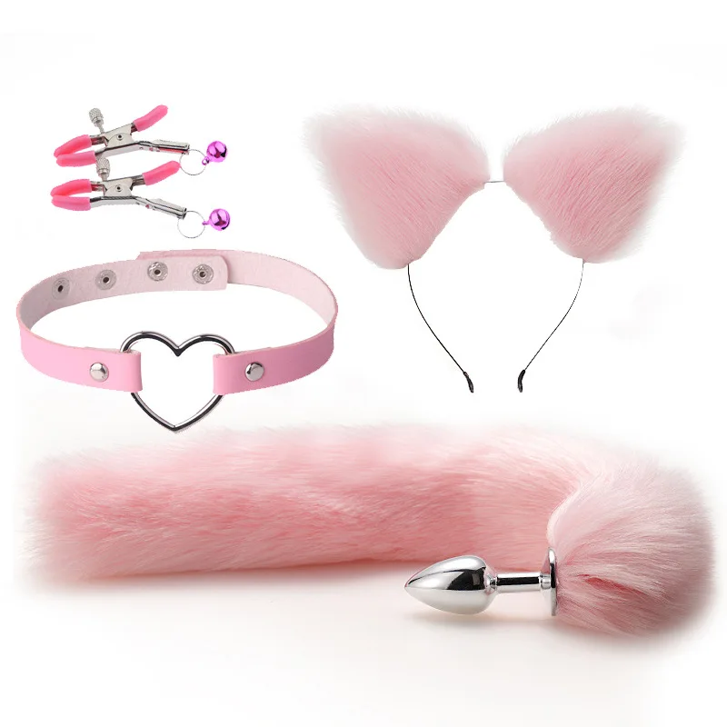 Metal Plush Rabbit Fox Tail Anal Plug Prostate Massager Butt Plug Rabbit Ear BDSM Sex Toys for Women Adult Sex Game