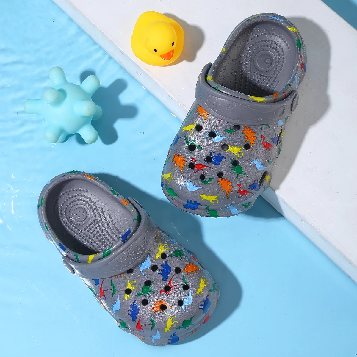 Kids Dinosaur Garden Shoes Cute Cartoon Sandals Clogs Toddler Beach Pool Water Shoes Summer Slides for Boys