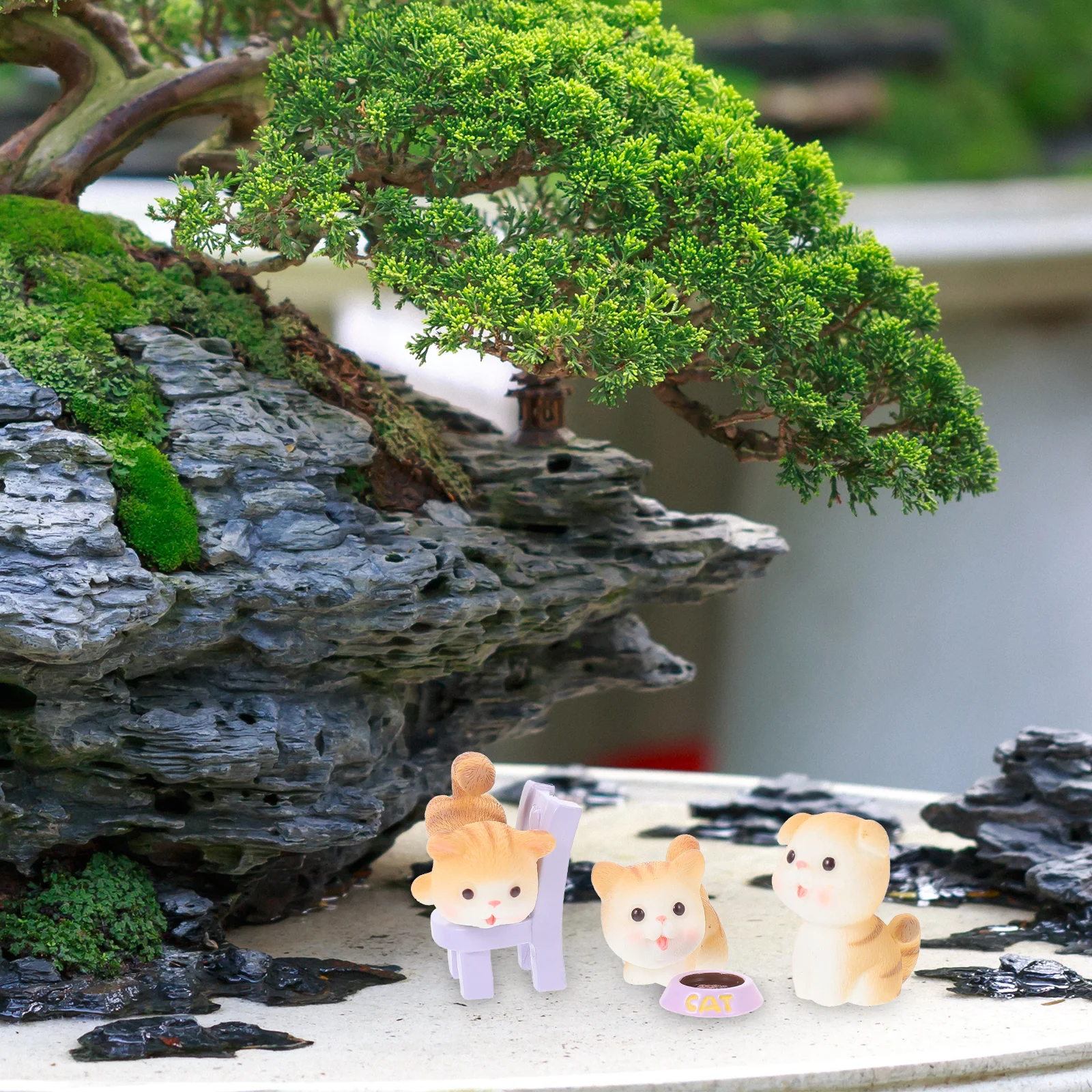 

Excellent Craftsmanship Resin Kitten Statues Realistic Cat Figurines Micro Landscape Adornments Garden Decor