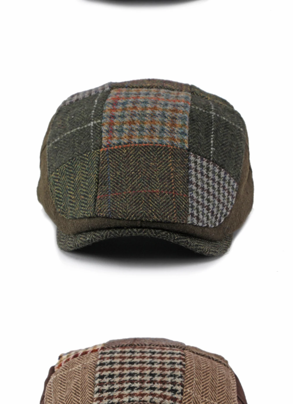 HT5157 Herren- und Damen-Baskenmütze, Retro-Patchwork-Künstlermütze, karierte Ivy-Flatcap, 2026 neue Herbst-Winter-Wollmütze – Detail 8