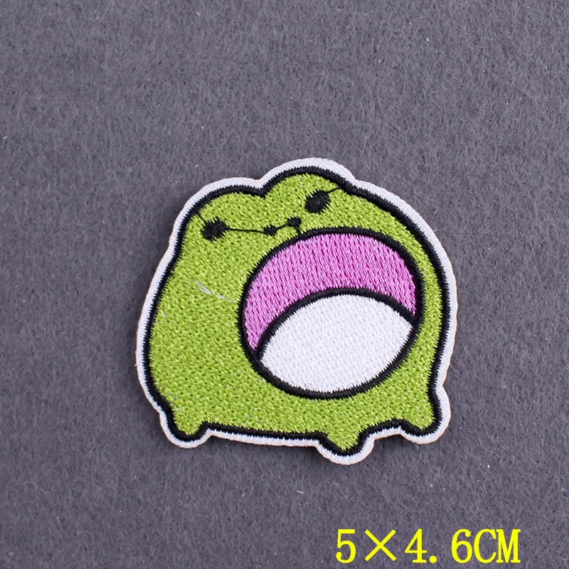 Funny Frog Embroidered Patches On Clothes Cartoon Stripes Iron On Patches For Clothing DIY Cute Things Badges On Backpack Decor