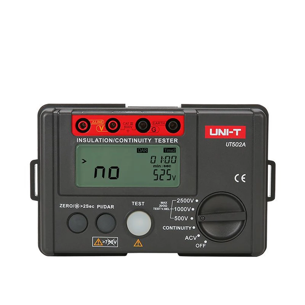 UNI-T UT502A 2500V Digital Insulation Resistance Meter Tester ohmmeter Highly Voltmeter Continuity Tester With LCD Backlight