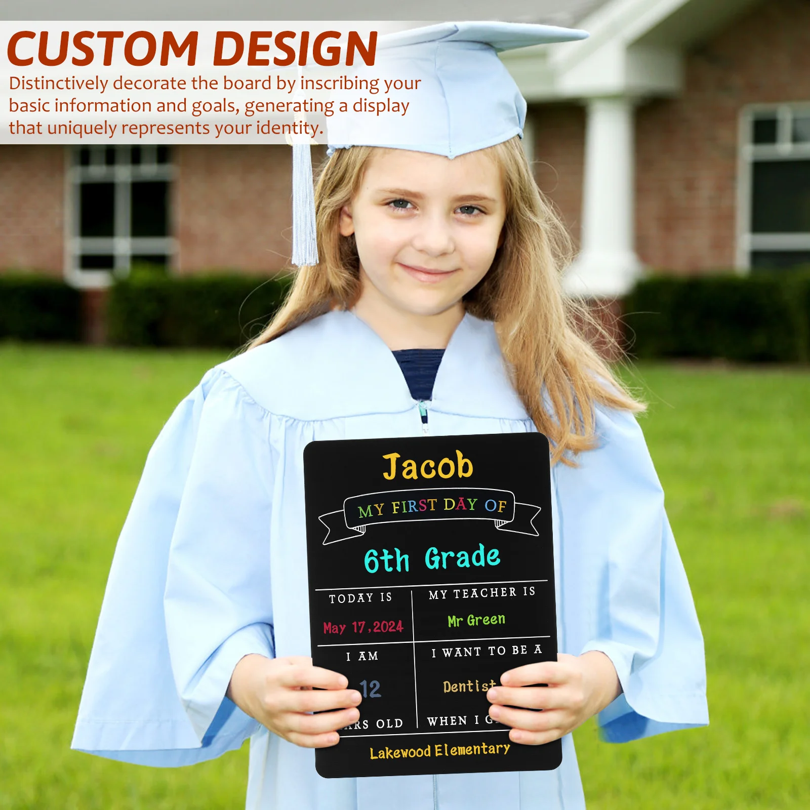 Petit tableau noir double face, panneau de premier jour, décor scolaire, tableau effaçable, affichage de classe