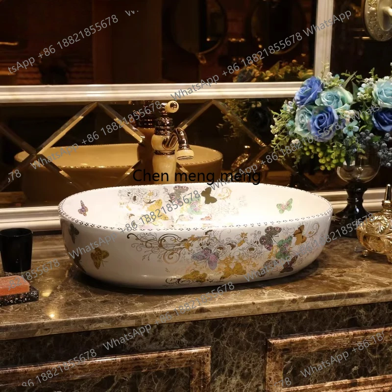 

Европейский художественный стиль, овальная керамическая раковина, американский стиль, настольная раковина.