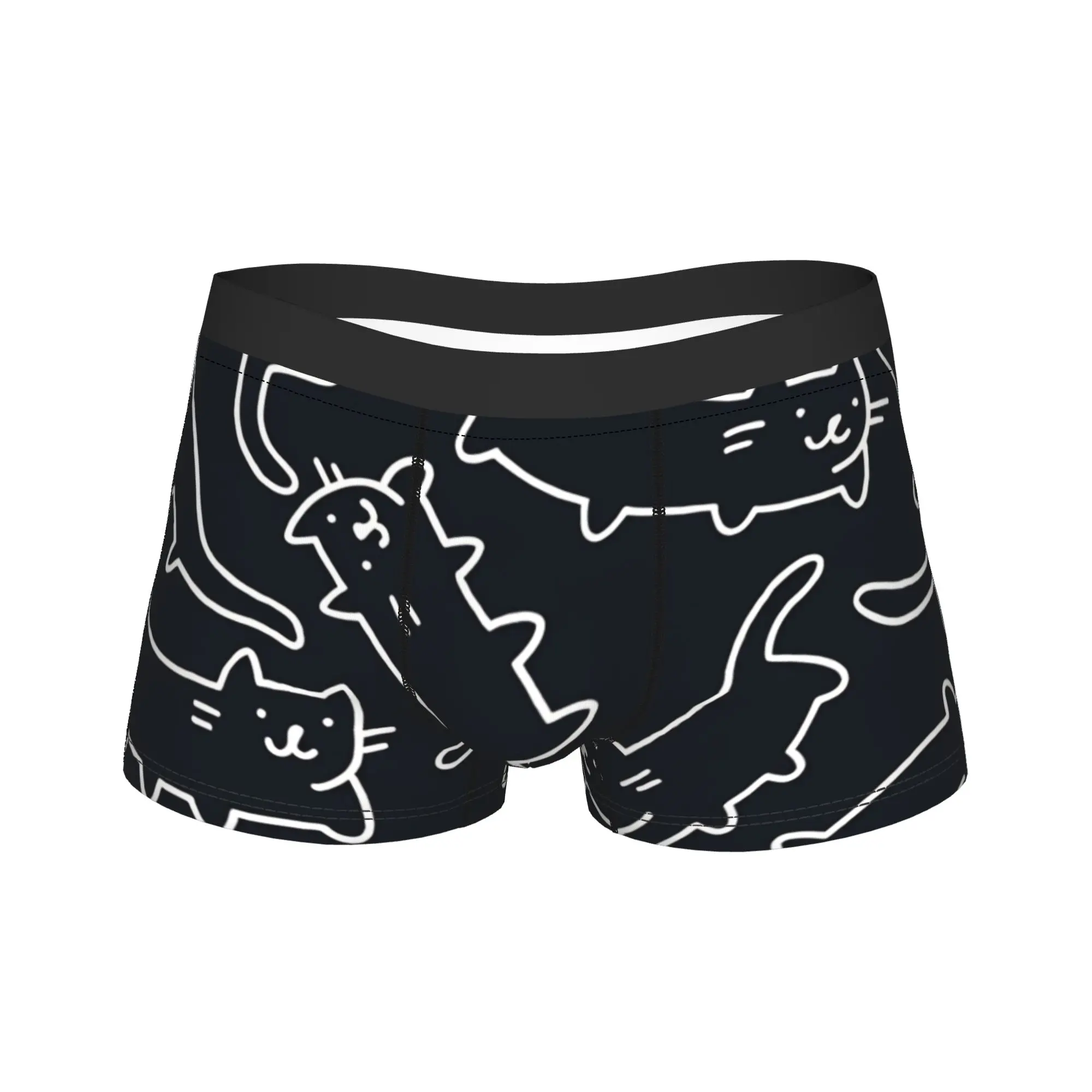 Custom Cute Cat Underwear  Men's Boxer Brief Sexy Soft Boxer Shorts Hot Sale Printing Plus Size Underpants