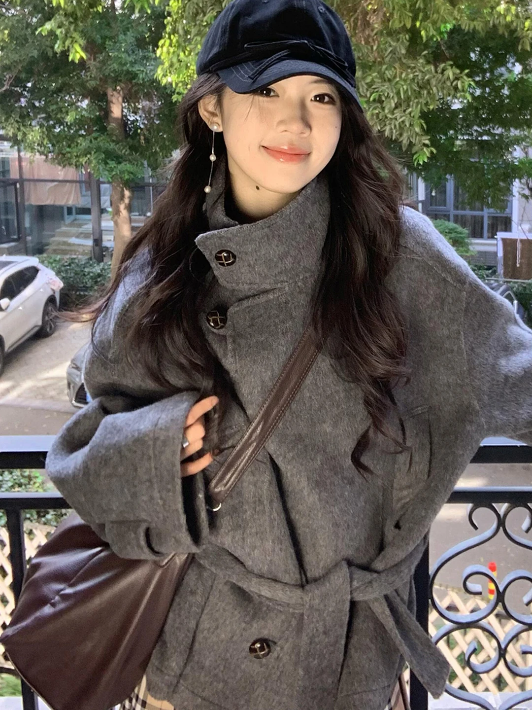 

Двустороннее шерстяное пальто для женщин, зимнее, модное, уникальное, корейская версия, теплое, с длинными рукавами, на пуговицах