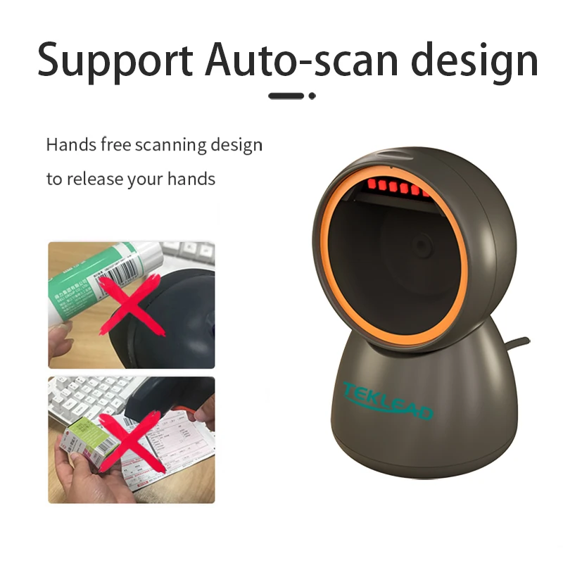 High-speed Desktop Barcode Scanner USB Interface can scan 1D 2D QR CODE Bar Code Reader Suitable for supermarket grocery store