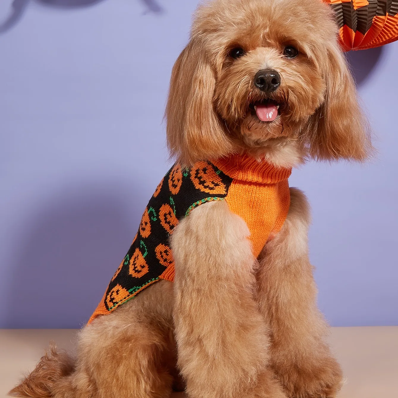 Halloween Dog Sweater Pumpkin Pet Turtleneck Sweater  Dog Knitwear Warm Cat Sweatershirt