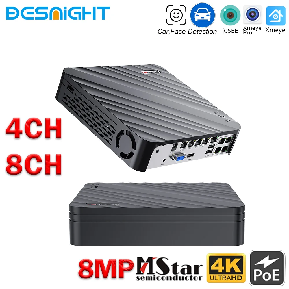 4K H.265 POE NVR 4CH 8CH Профессиональный видеорегистратор Поддержка разрешения 4K/5MP/4MP с технологией обнаружения интеллектуальных целей 4K H.265 POE NVR 4CH 8CH Профессиональный видеорегистратор Поддержка разрешения 4K/5MP/4MP с технологией обнаружения интеллектуальных целей