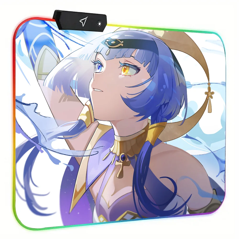 Candace Genshin Impact Mousepad RGB Small Size Gaming Mouse Pad With LED Light Desk Mat Super Smooth Non-slip Rubber