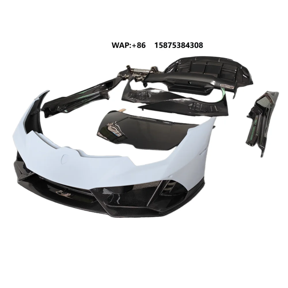 Upgrade to Huracan EVO Style Carbon Fiber+glass Fiber Body Kit for LP610 LP5 80s Front Bumper and Rear Spoiler