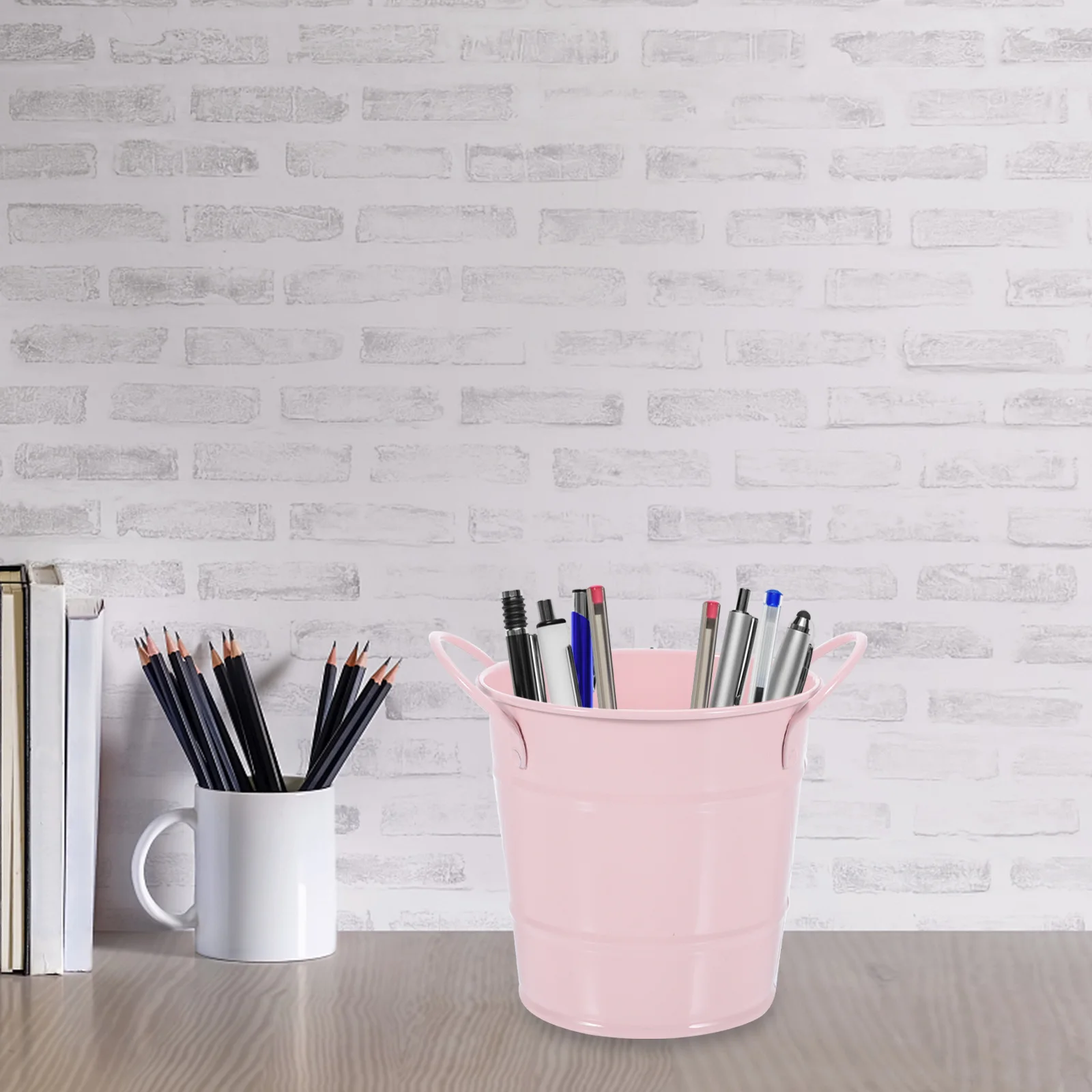 فرشاة للمكياج دلو الحديد القلم المنظم متعدد الاستخدامات سطح المكتب القرطاسية تخزين وعاء صنعة دقيقة قاعدة مستقرة ليس من السهل تشوه #3