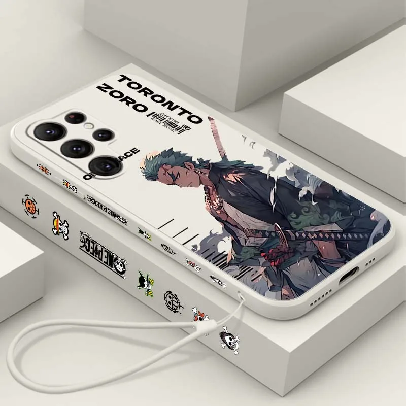 

Comic Cool One Piece Zoro Art Phone Case For Samsung Galaxy S26 S25 S24 S23 S22 S21 S20 S10 Edge Ultra Plus FE Liquid Left Rope