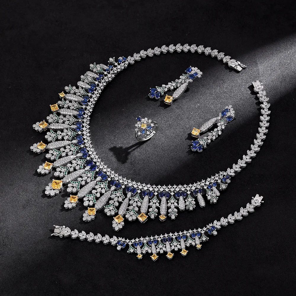 CZ Jewelry Set Cubic Zirconia Elegant Versatile Outfit Accessories For Women Wedding Banquet Evening Party Wear Christmas Gift