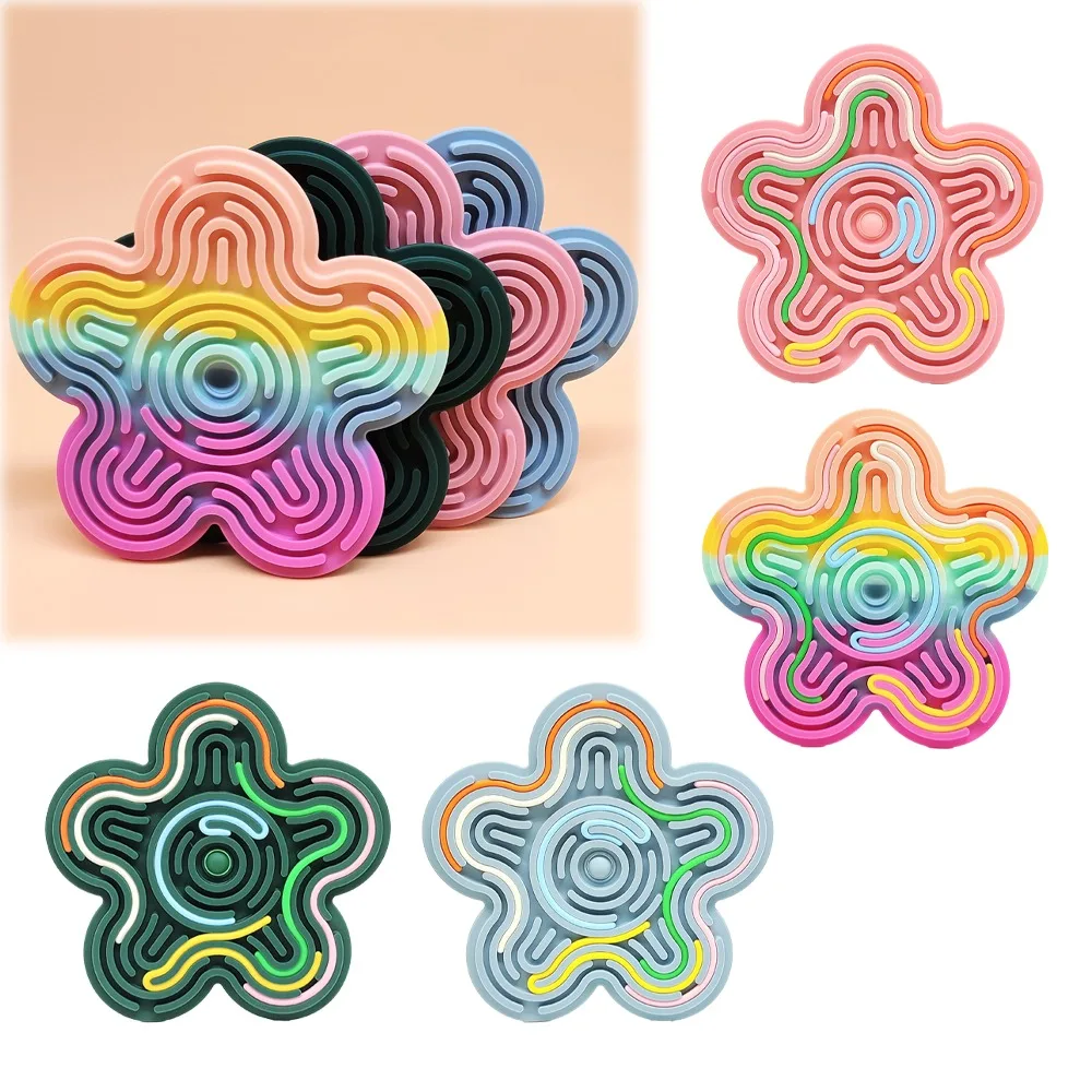 New Flower Shape Sensory Activity Board Stress Relief 18 Strings Fidget Pad Toys Silicone Autism Sensory Products for Kids 3+