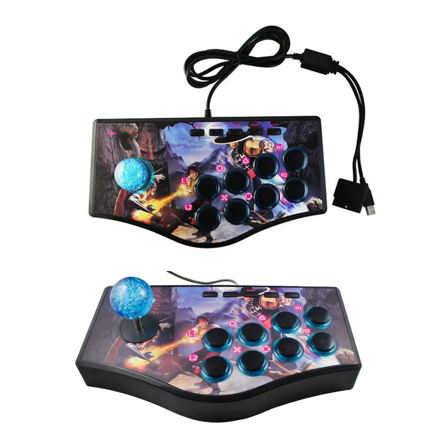 

ABZW 2Pcs Retro Arcade Game Rocker Controller USB Joystick For Ps2/Ps3/Pc/Android - No.A & No.B