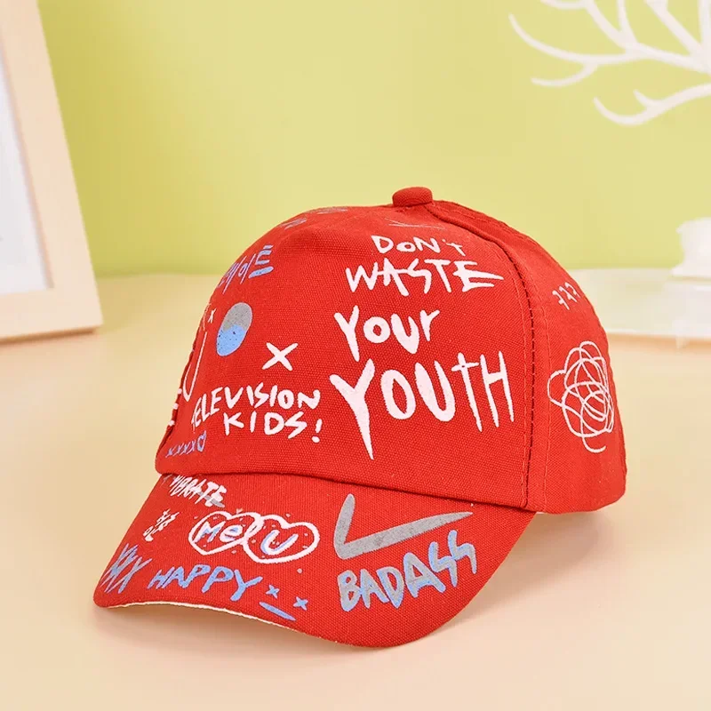 Gorra de béisbol con Graffiti para niños y niñas, sombrero de sol sólido, gorras Snapback de algodón para niños, sombrero de pesca de Hip Hop para niños de 3 a 6 años, primavera y verano, nuevo