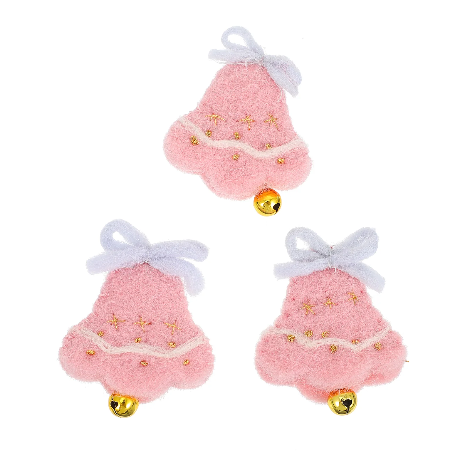 3 Pcs Bell Stickers Xmas Style Applique Decor for Tree Christmas Wool Felt Patches Child