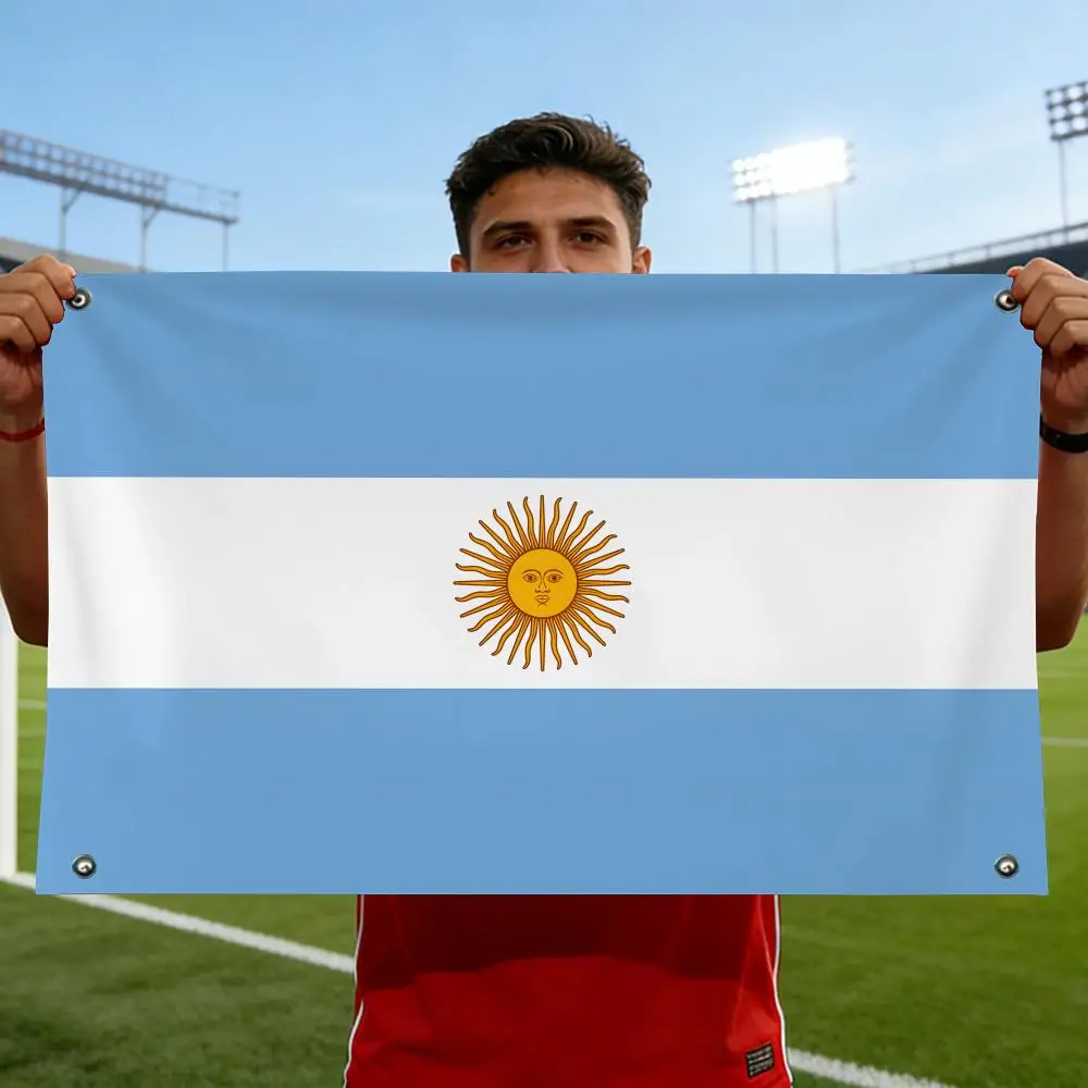Argentina Flags Horizontal High Density Knitted Fabric European Simple For Durable Outdoor Indoor Use