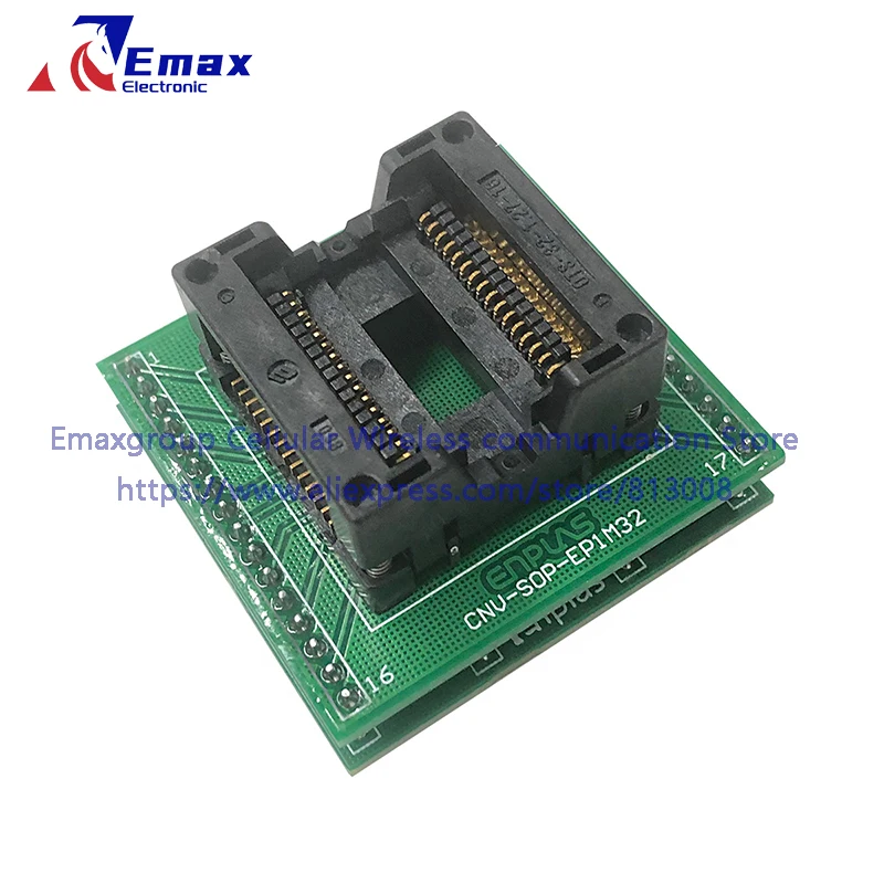 SOIC32 SOP32 peduncular 14,12 * 14,12 mm Rastermaß 1,27 mm IC-Prüfsitz Prüfstand Prüfsockel Programmiersitz